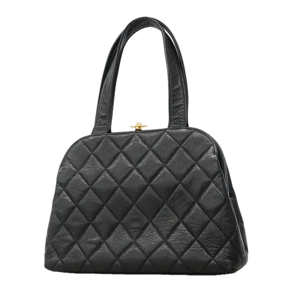 Chanel Matelassé handbag, caviar leather, black, women's, OP023527